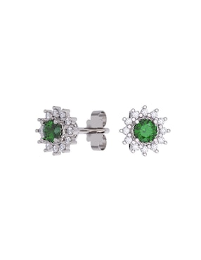 Set de aretes de flor Fonelli de oro 10 K con acabado pulido zirconia