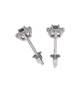 Set de aretes de flor Fonelli de oro 10 K con acabado pulido zirconia