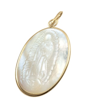 Medalla de virgen de guadalupe Cristal Joyas de oro amarillo 14 K madre perla