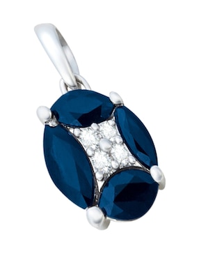 Dije circular Cristal Joyas de oro blanco 14 K zafiro y diamante