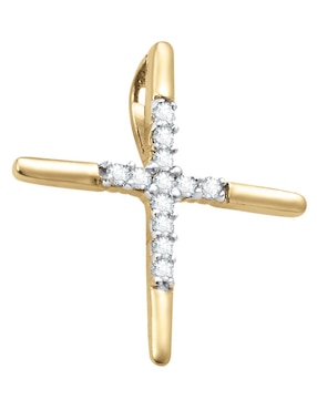 Dije de cruz Cristal Joyas de oro amarillo 14 K diamante
