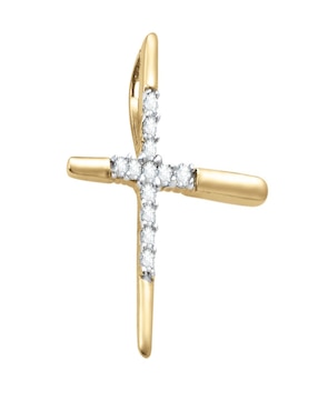 Dije de cruz Cristal Joyas de oro amarillo 14 K diamante