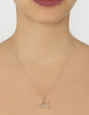 Dije de letra m Cristal Joyas de oro amarillo 14 K diamante