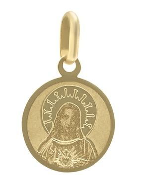 Medalla redonda Cristal Joyas de oro amarillo 14 K