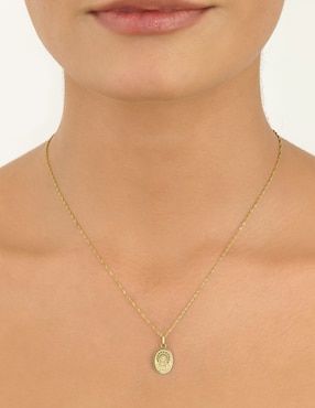 Medalla ovalada Cristal Joyas de oro amarillo 14 K