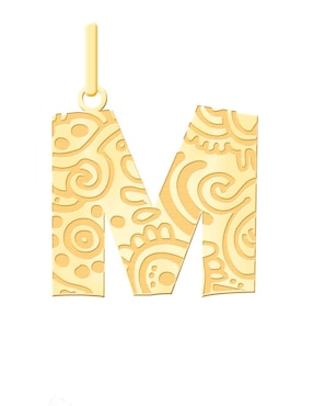 Dije de letra m Cristal Joyas de oro amarillo 14 K
