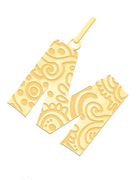 Dije de letra m Cristal Joyas de oro amarillo 14 K