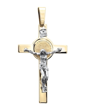 Medalla de crucifijo Cristal Joyas de oro amarillo 14 K