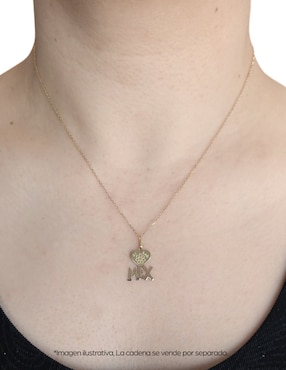 Dije de corazón Cristal Joyas de oro amarillo 14 K