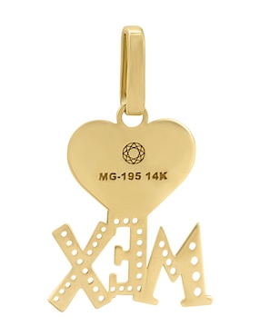 Dije de corazón Cristal Joyas de oro amarillo 14 K