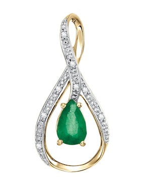 Dije de infinito Cristal Joyas de oro amarillo 14 K esmeralda y diamante