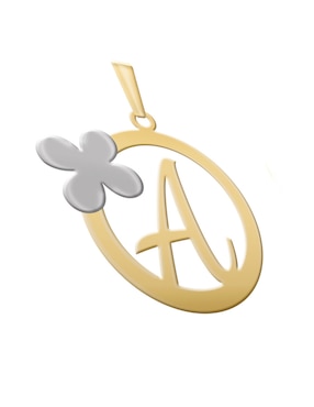 Dije de letra a Cristal Joyas de oro amarillo 14 K
