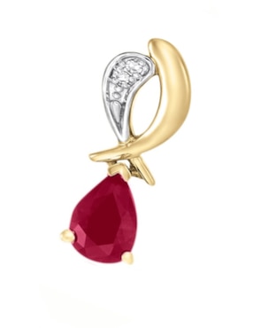Dije de gota Cristal Joyas de oro amarillo 14 K rubí y diamante