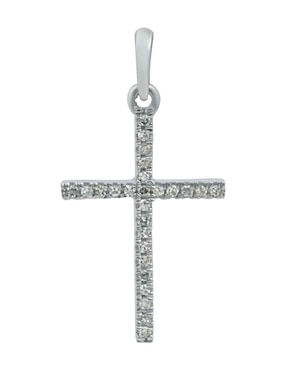 Dije de cruz Cristal Joyas de oro blanco 14 K diamante