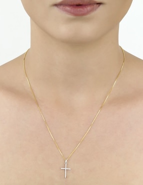 Dije de cruz Cristal Joyas de oro blanco 14 K diamante