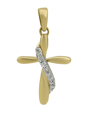 Dije de cruz Cristal Joyas de oro amarillo 14 K diamante