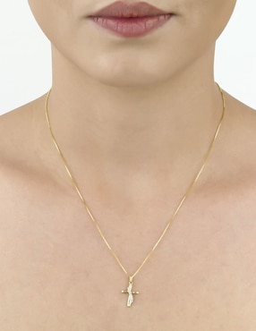 Dije de cruz Cristal Joyas de oro amarillo 14 K diamante