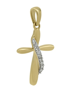 Dije de cruz Cristal Joyas de oro amarillo 14 K diamante