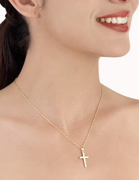 Dije de cruz Cristal Joyas de oro amarillo 14 K