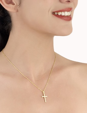 Dije de cruz Cristal Joyas de oro amarillo 14 K