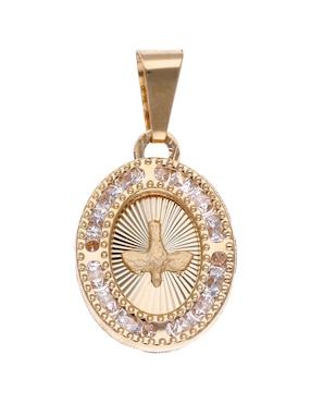 Medalla ovalada Fonelli de oro amarillo 14 K circonita