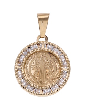 Medalla circular Fonelli de oro amarillo 14 K circonita