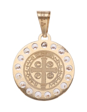 Medalla circular Fonelli de oro amarillo 14 K circonita
