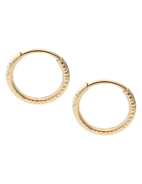 Aretes huggies Fonelli de oro amarillo 14 K con acabado brillante