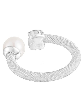Anillo con gema de oso Tous Icon Mesh P 925 de plata perla lustre