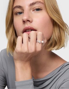 Anillo con gema de oso Tous Icon Mesh P 925 de plata perla lustre
