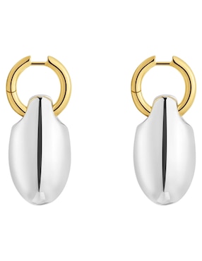 Aretes largos ovalados Tous Warm de plata P 925 con acabado baño de oro