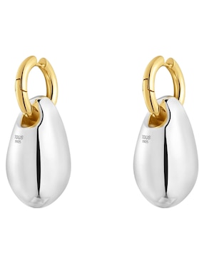 Aretes largos ovalados Tous Warm de plata P 925 con acabado baño de oro