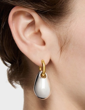 Aretes largos ovalados Tous Warm de plata P 925 con acabado baño de oro