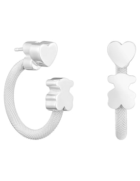 Aros de oso Tous Icon Mesh de plata P 925 con acabado brillante