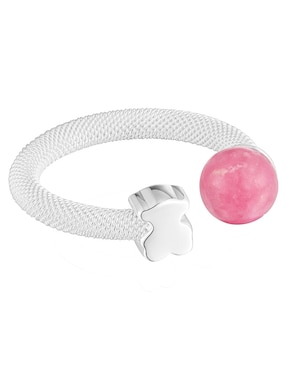 Anillo con gema de oso Tous Icon Mesh P 925 de plata rodonita lustre