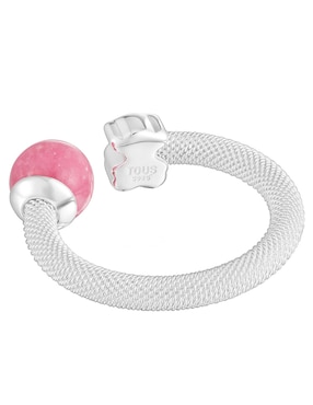 Anillo con gema de oso Tous Icon Mesh P 925 de plata rodonita lustre