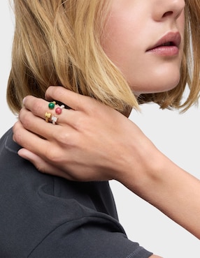 Anillo con gema de oso Tous Icon Mesh P 925 de plata rodonita lustre
