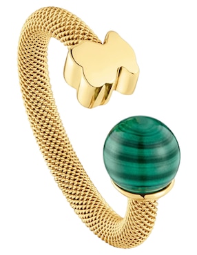 Anillo con gema de oso Tous Icon Mesh malaquita brillante