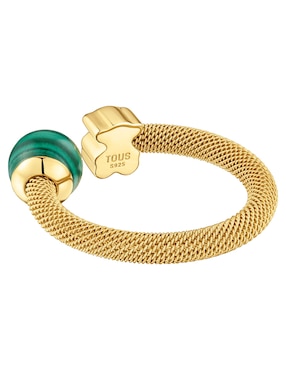 Anillo con gema de oso Tous Icon Mesh malaquita brillante