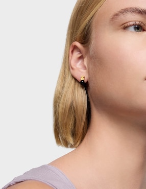 Aretes cortos de oso Tous Icon Mesh de plata P 925 con acabado baño de oro ónix