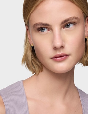 Aretes cortos de oso Tous Icon Mesh de plata P 925 con acabado baño de oro ónix