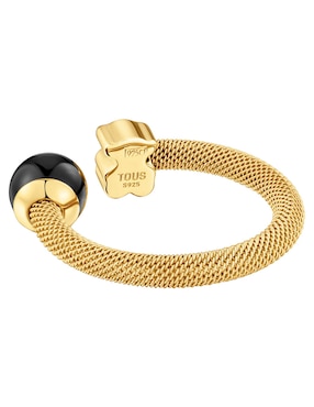 Anillo con gema de oso Tous Icon Mesh ónix brillante