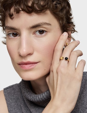 Anillo con gema de oso Tous Icon Mesh ónix brillante