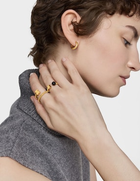 Anillo con gema de oso Tous Icon Mesh ónix brillante