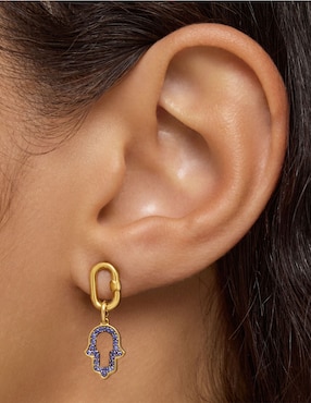 Dije de mano de fátima Tous medallions de oro amarillo 14 K iolita