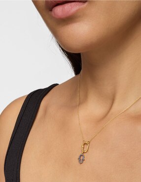 Dije de mano de fátima Tous medallions de oro amarillo 14 K iolita