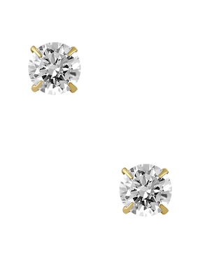 Broqueles redondos Sabelli de oro amarillo 14 K con acabado pulido zirconia