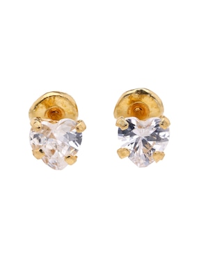 Broqueles de corazón Casal de oro 14 K con acabado brillante zirconia
