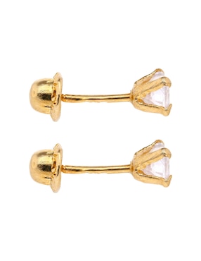 Broqueles de corazón Casal de oro 14 K con acabado brillante zirconia