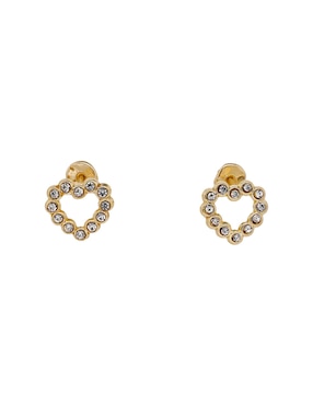 Broqueles de corazón Casal de oro 14 K con acabado pavé zirconia